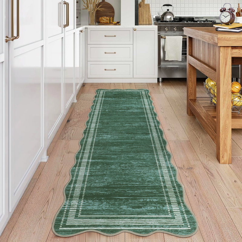 Scalloped Washable Rug Area Rugs for Living Room Modern Rugs Abstract Non-Slip Accent Carpet for Dining Room Home Office Bedroom