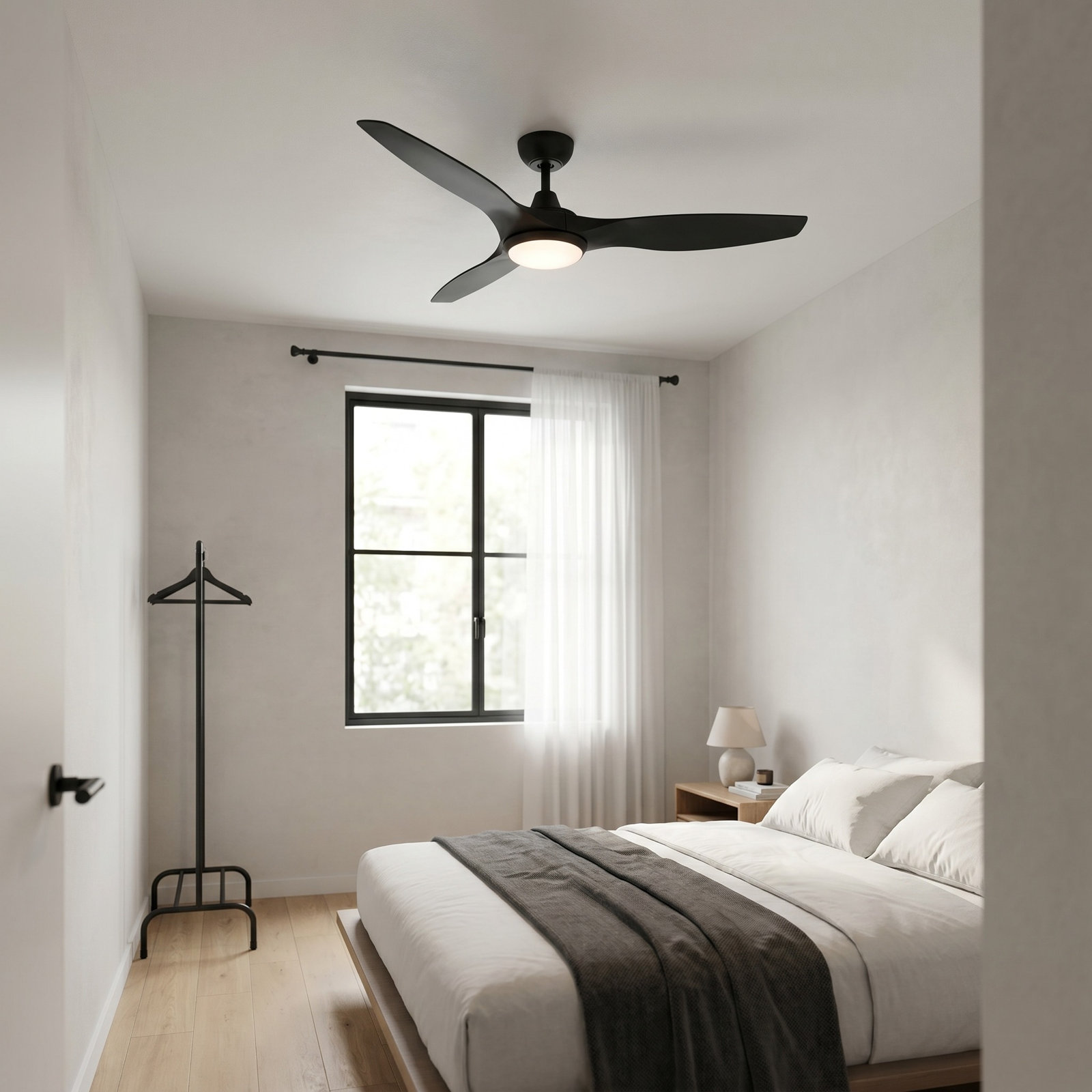 Carly 60'' Ceiling Fan with LED Light Kit, Matte Black, 15.40" H x 60" W x 60" D, Matte Black