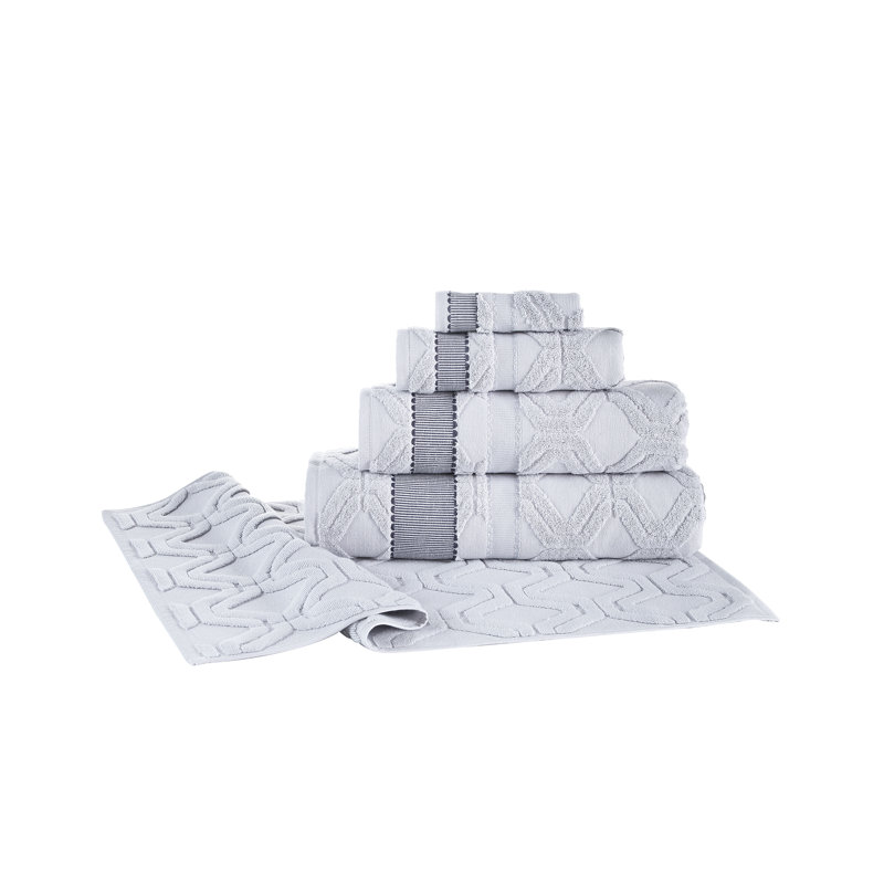 Turkish Cotton Plush Jacquard Mulit-Size Set, Silver