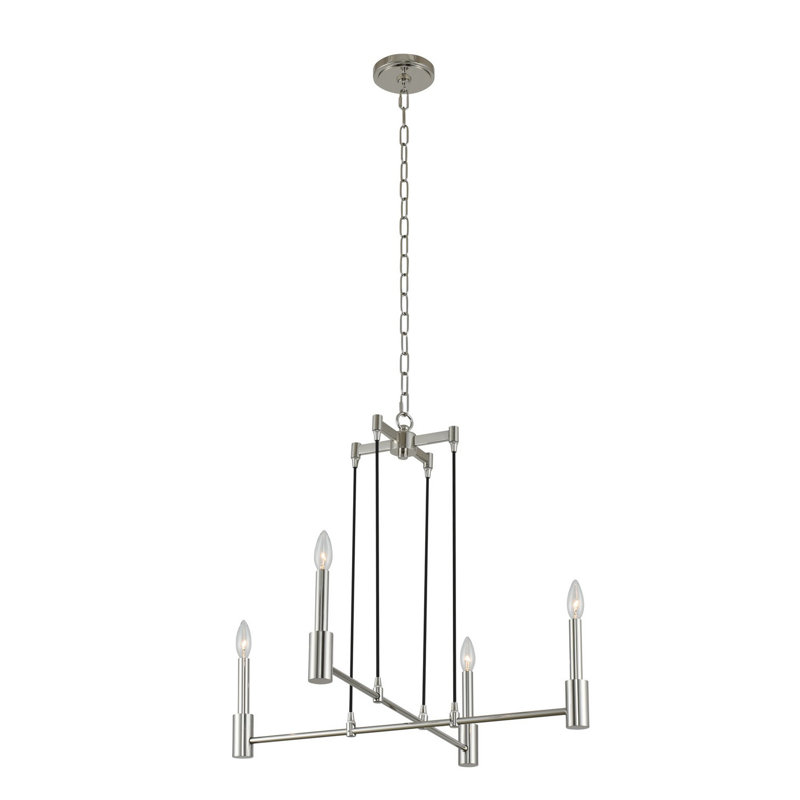 Lustre Mid-Century Art déco Kingston par Kalco, Nickel poli