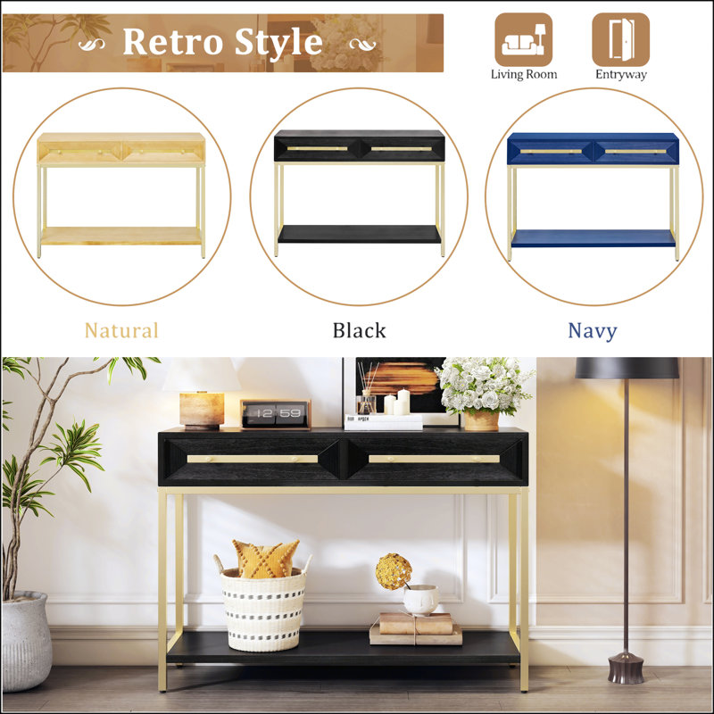 Console Table With Two Drawers, Black