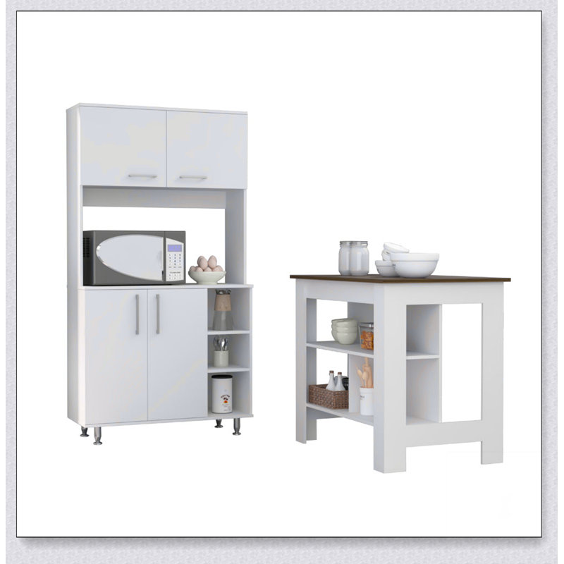 Ensemble de cuisine 7 pièces 4 portes 4 pièces avec surface antibactérienne Ralston, idéal pour le rangement et les petits espaces