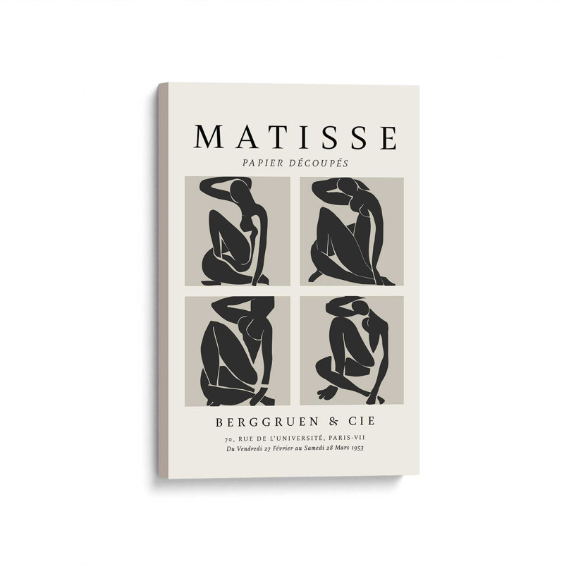 Nus Noir Matisse, affiche d'art, H 30 po x l 20 po x P 1,25 po, Toile tendue