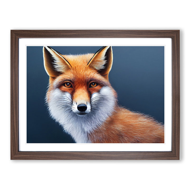 Electrifying Fox - Single Picture Frame Painting, 46cm H x 64cm W x 2cm D, Walnut 