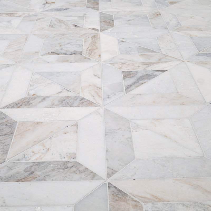 Castella de Blanc Elyx 12 in. x 12 in. Honed Marble Mosaic Floor and Wall Tile