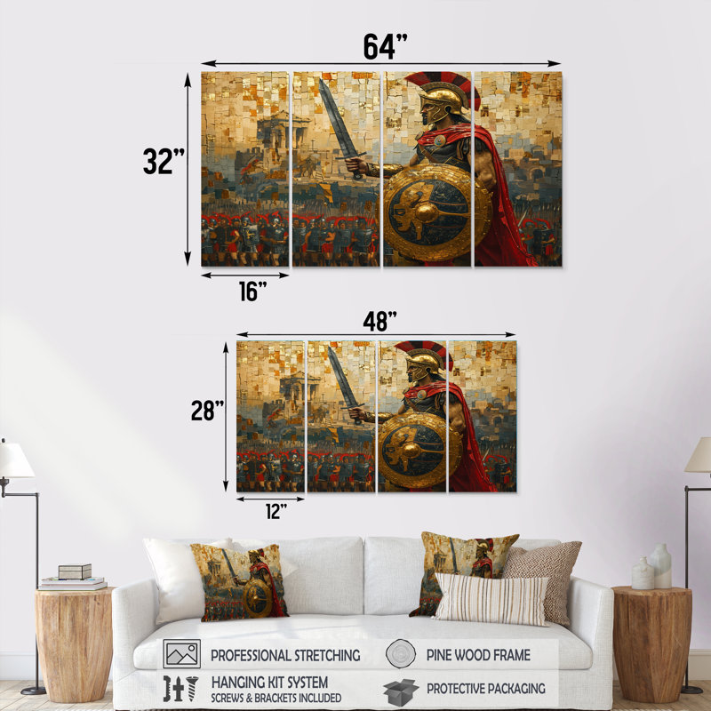 Barry - Ensemble d'art mural sur toile armée, H 32 po x l 64 po