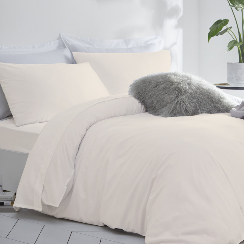 Purity Home 300TC 100% Organic Cotton Duvet Set, King Duvet Cover + 2 Standard Pillowscases, Ivory