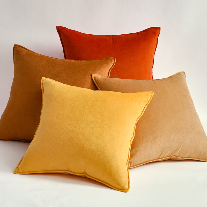 Velvet Reversible Pillow Cover, Yellow, 18"H x 18"W