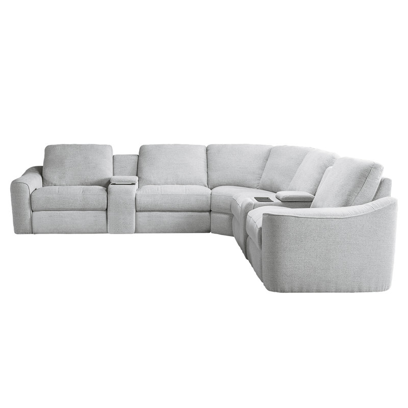 7-piece Upholstered Reclining Corner Sectional With Storage& Cup Holder & Wireless Charging, Silver Gray Polyester