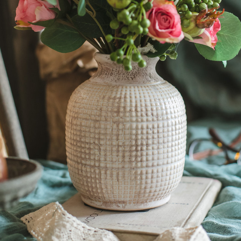 Debbie Handmade Ceramic Table Vase, 8" H x 6" W x 6" D