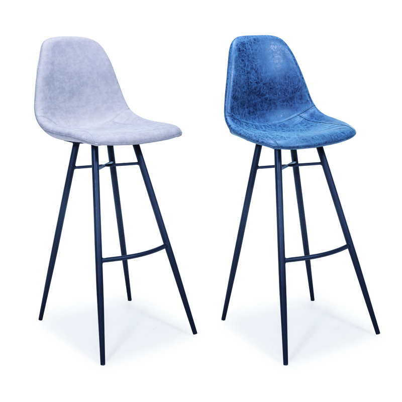 Paris Upholstered Bar Stool, Dark Blue, Bar Stool 45” Seat Height