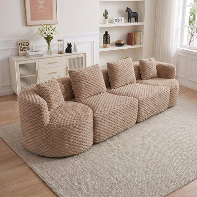 Modern Boneless Modular Sectional Sofa 137.8" Deep Seating Plush