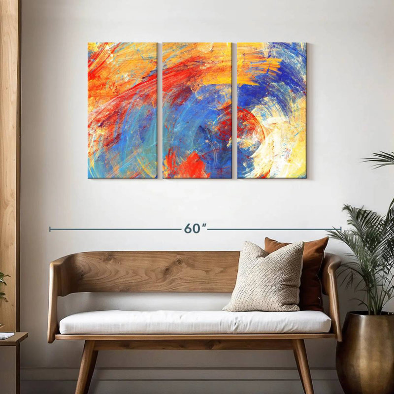 Avery Red Yellow Blue Abstract, 28" H x 45" W