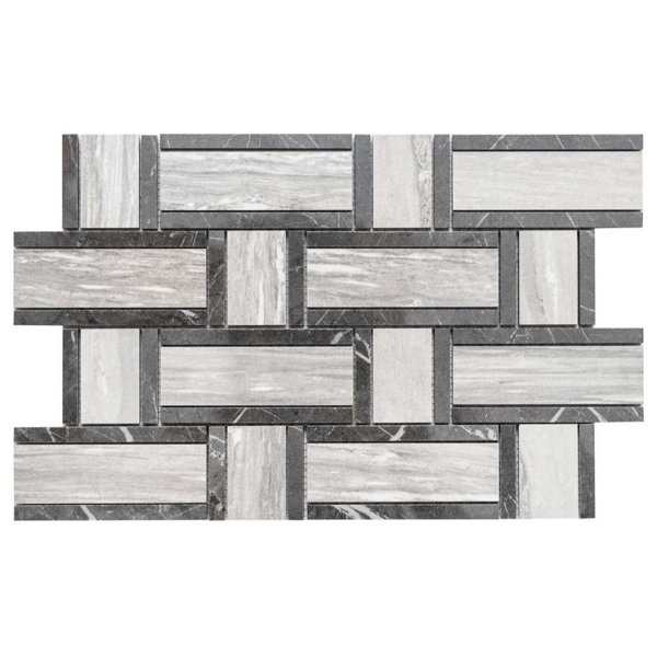 Stately Tre Basketweave 9.5" x 14" Polished Porcelain Mosaic Wall & Floor Tile
