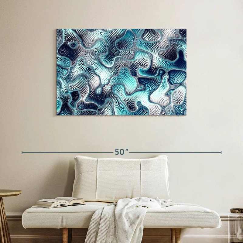 Fissures bleu sarcelle abstraites Avery, H 26 po x l 39 po