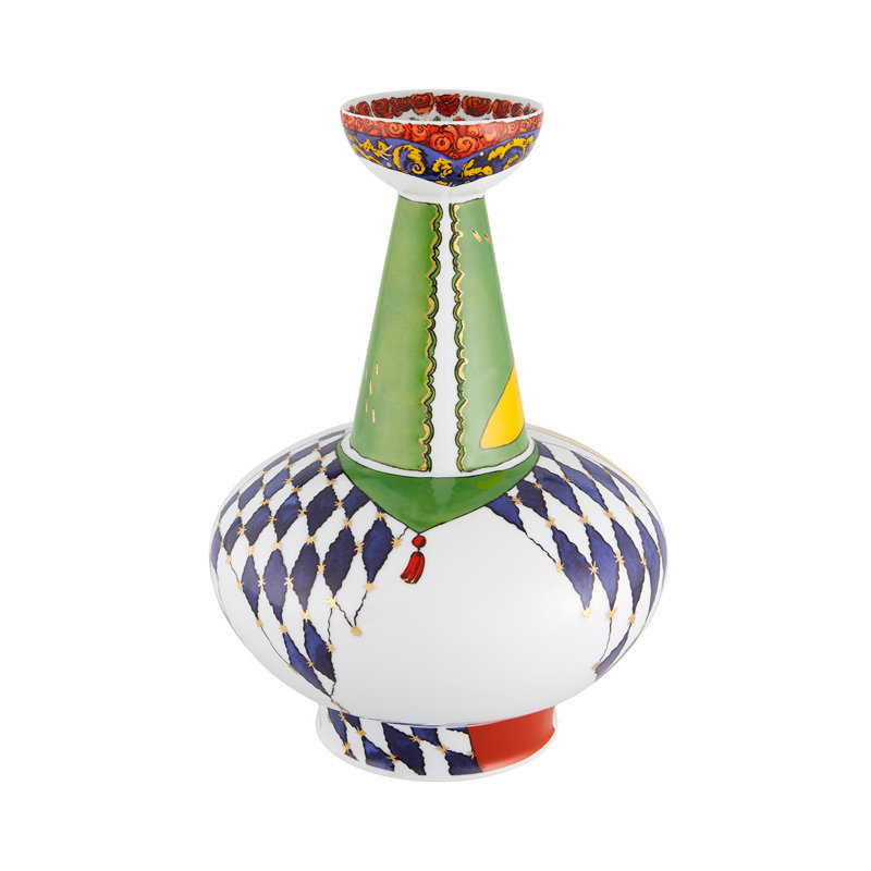 Vase de table en porcelaine blanc / vert / rouge 13,1496 "Mariinsky