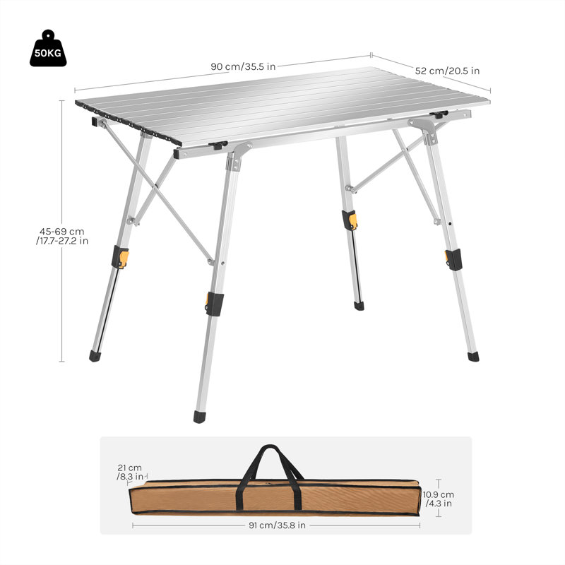 Morrice Dakota Fields Rectangular Camping Table, 69cm H x 90cm L x 52cm D, White