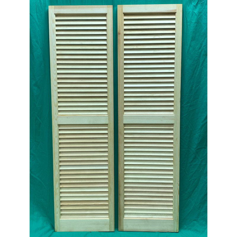 15'' x 39'' Natural Pine Louvered Shutters