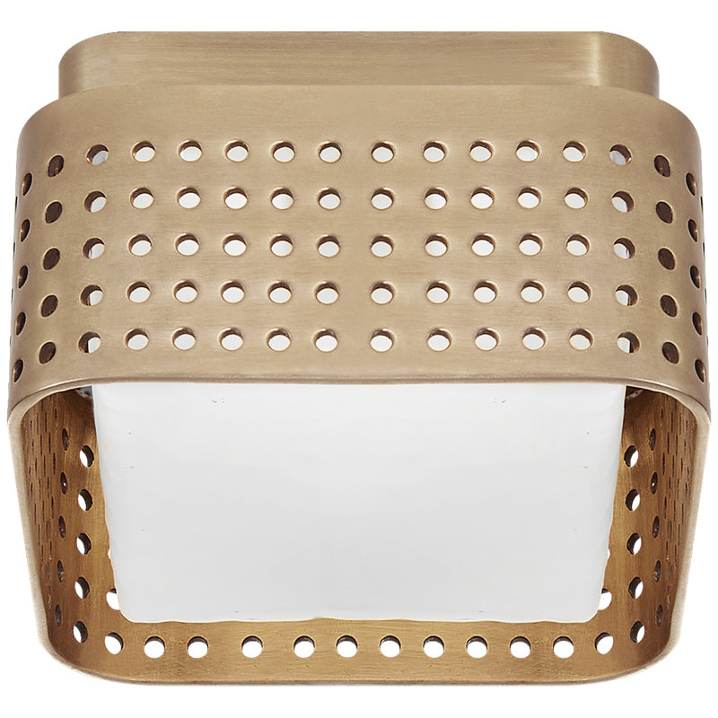 Kelly Wearstler Precision 4.5" Solitaire Flush Mount, Antique-Burnished Brass/ Clouded Glass