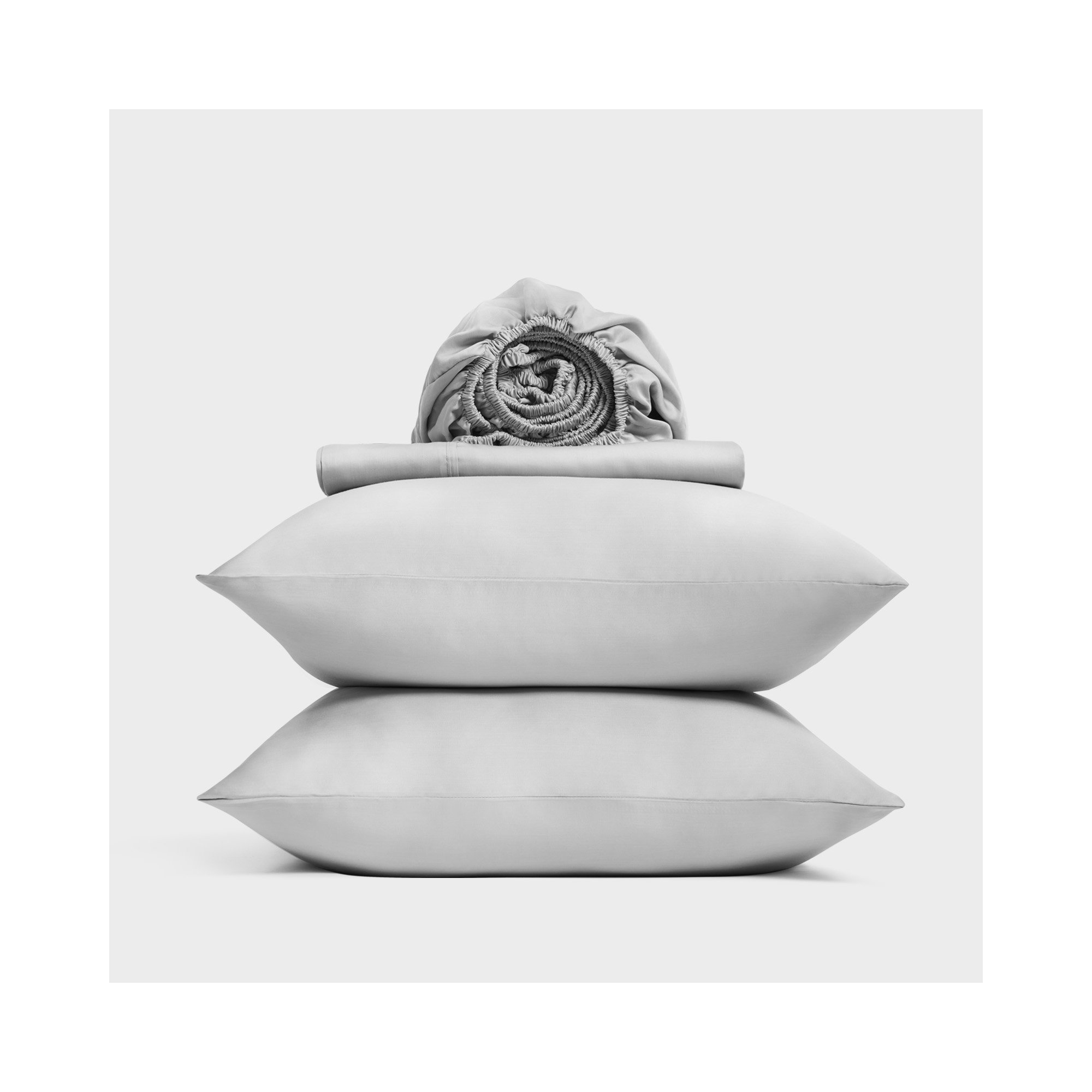 Tencel Sheet Set 4 Pieces, King Sheet Set + 1 Fitted Sheet + 2  Pillowcases, Light Gray