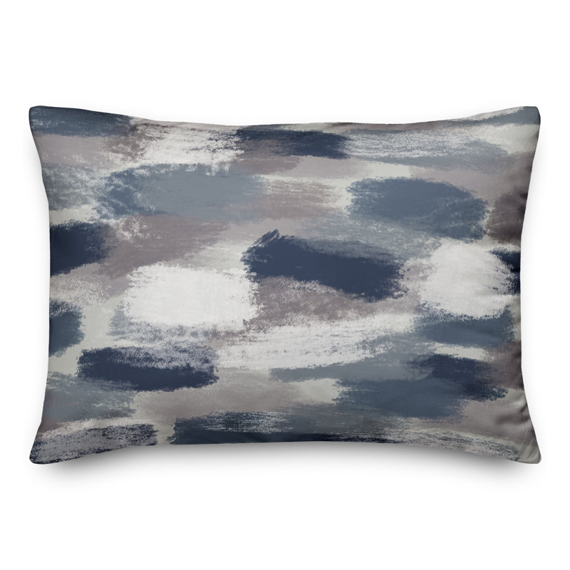 Abstract Outdoor Reversible Throw Pillow, Blue