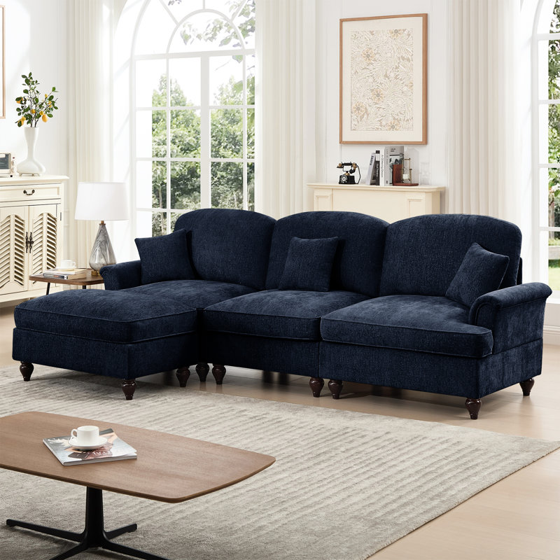 Canapé modulaire en L en chenille bleu Mid Mid 3