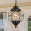 Lanterne suspendue d'extérieur Havn à 1 lumière, globe noir à bulles, 30,5 cm (H) x 25,4 cm (L), compatible avec les plafonds universels.