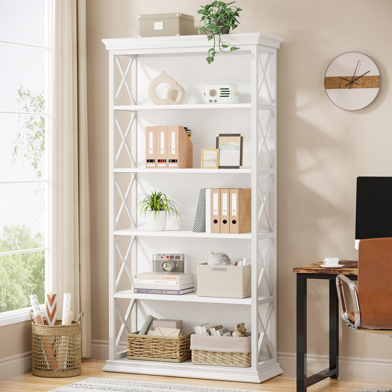 Jaquon 70.86" H x 31.5" W Metal Etagere Bookcase, White
