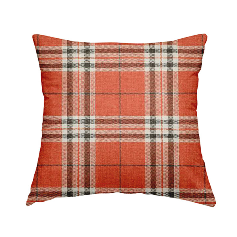 Croy Plaid Square Cushion, 55cm H x 55cm W x 5cm D, Orange
