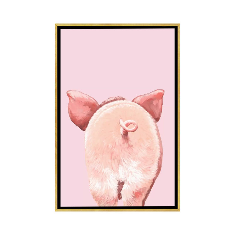 Art de cochon, H 26 po x l 18 po x P 1,5 po, Toile encadrée d'or