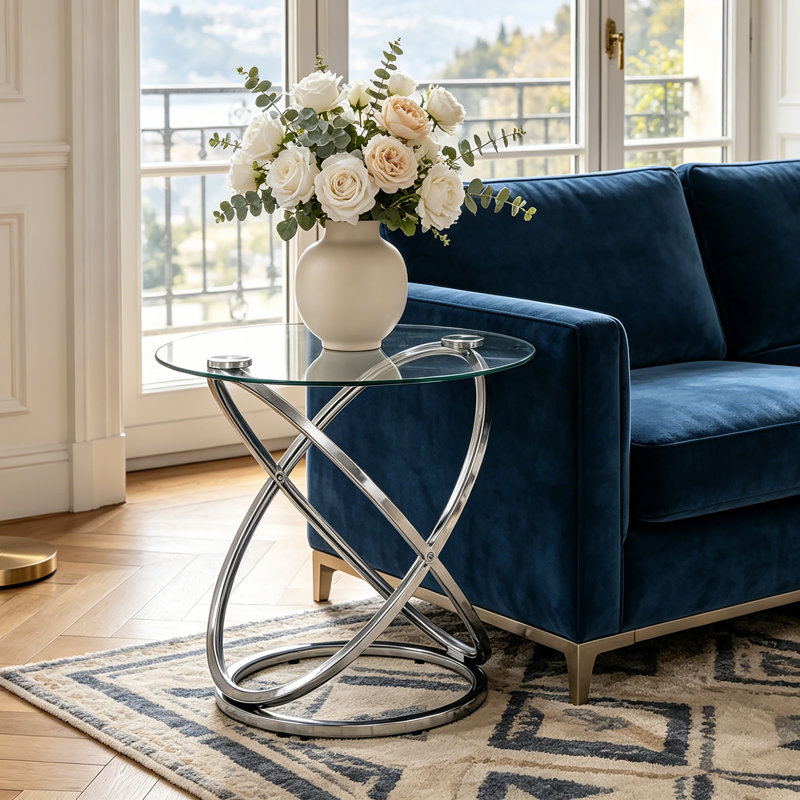 Rochdale Side Table, Clear/Chrome