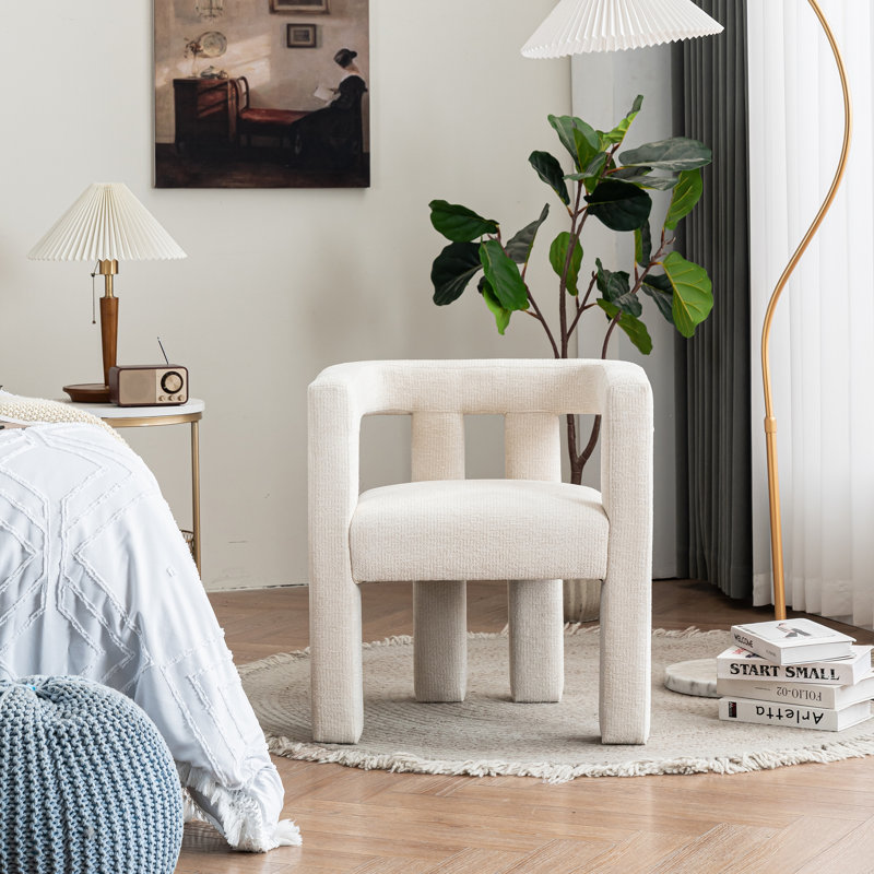 Fauteuil d'appoint rembourré en chenille de 25,4 po de largeur Silton , Chenille crème