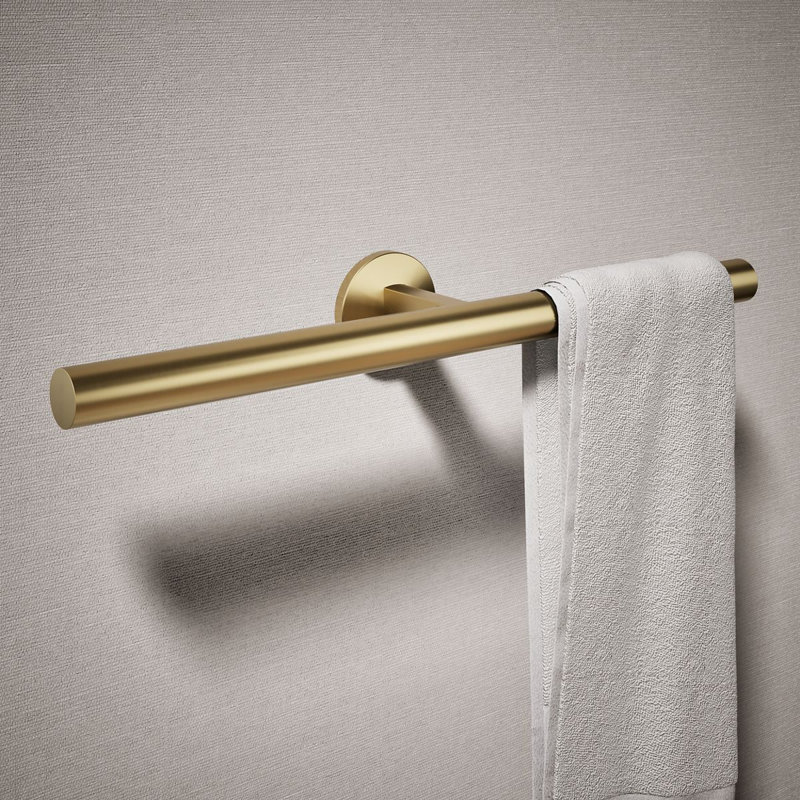 Components Double Towel Arm, Vibrant Brushed Moderne Brass
