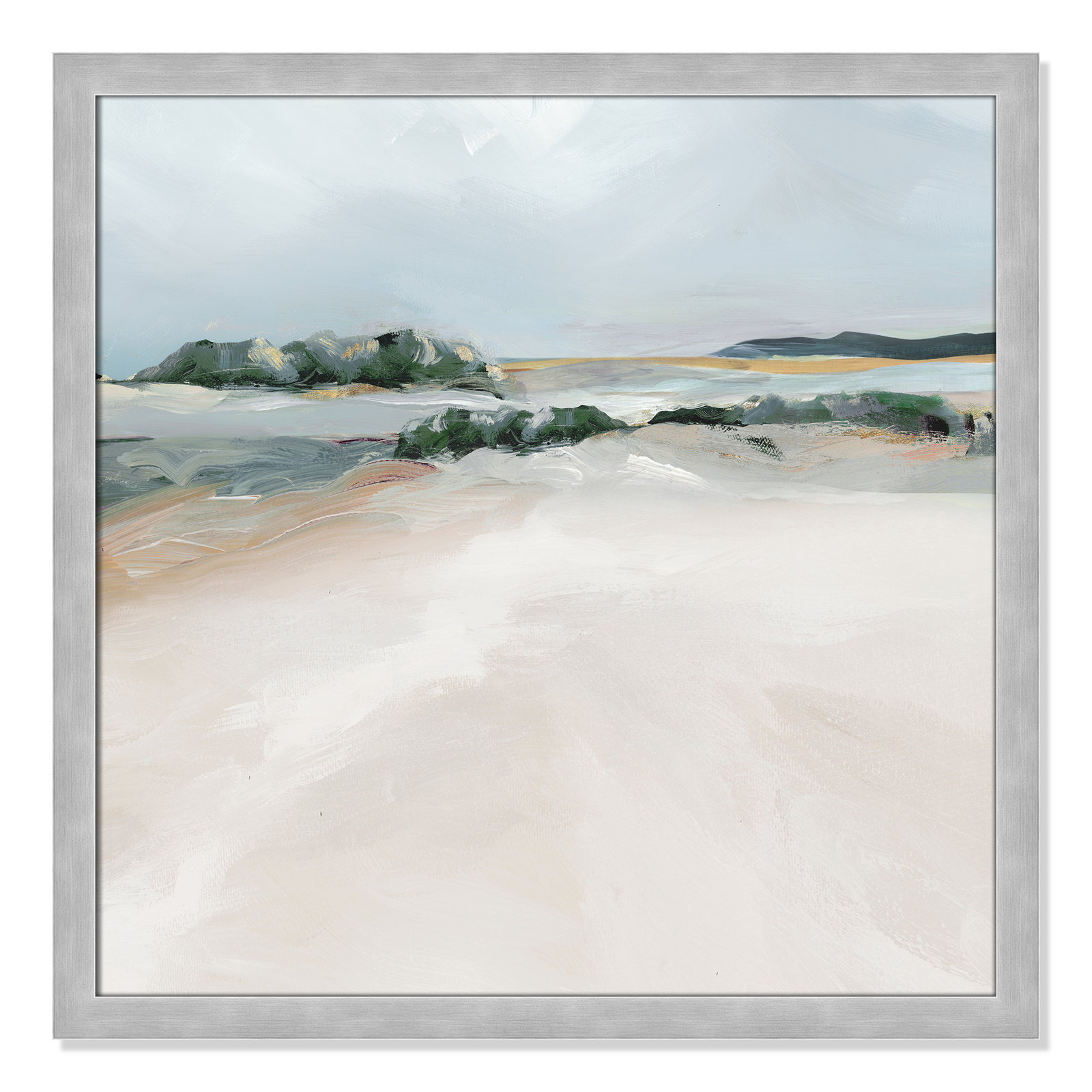 Anelis "Shimmering Path" Painting, 28.5" H x 28.5" W x 1.12" D, Matte Silver Framed