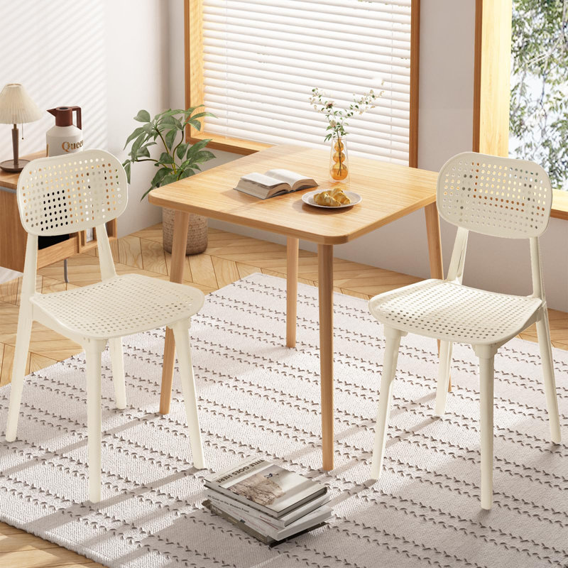 Chaises de cuisine en plastique Recaceik, Blanc, 2