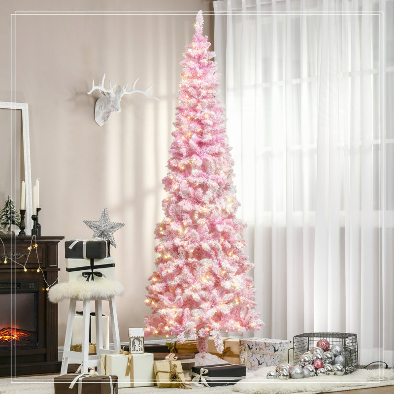 Arbre de Noël artificiel enneigé 7,5 pi, Non pré-éclairé, H 7,4 po