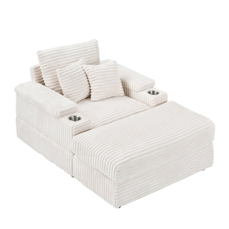 43" Corduroy Upholstered Sofa, Beige Corduroy