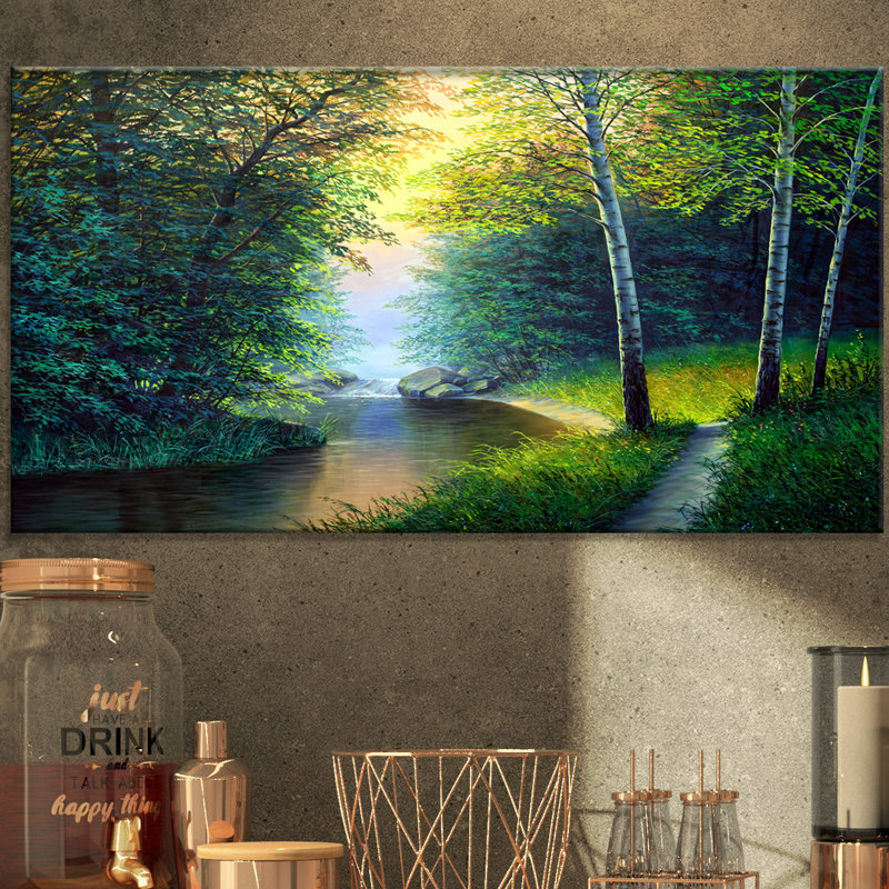 « paysages river avec abreuvement », impression, H 20 po x l 20 po x P 1 po, Toile tendue