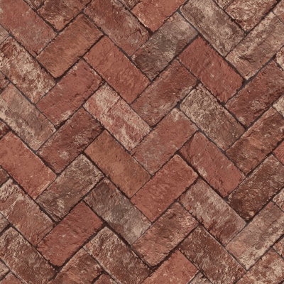 Just Kitchens Brick Herringbone Design 33' L x 21" W Wallpaper Roll