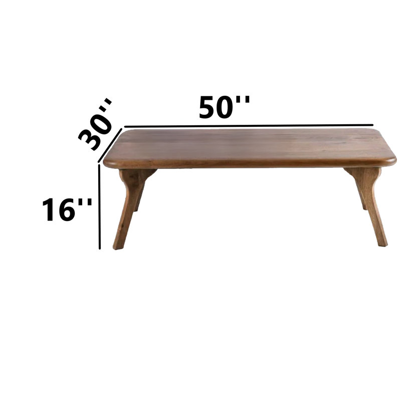Handmade Walnut Solid Wood Coffee Table, 16" H x 50" L x 30" W