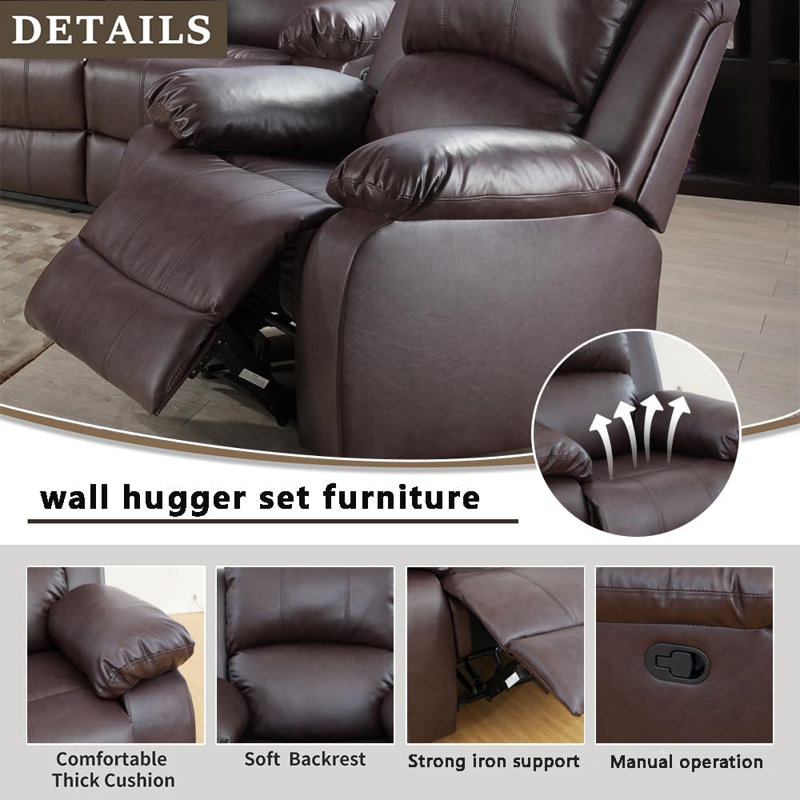 Canapé de salon brun semi-PU et PVC, Similicuir brun