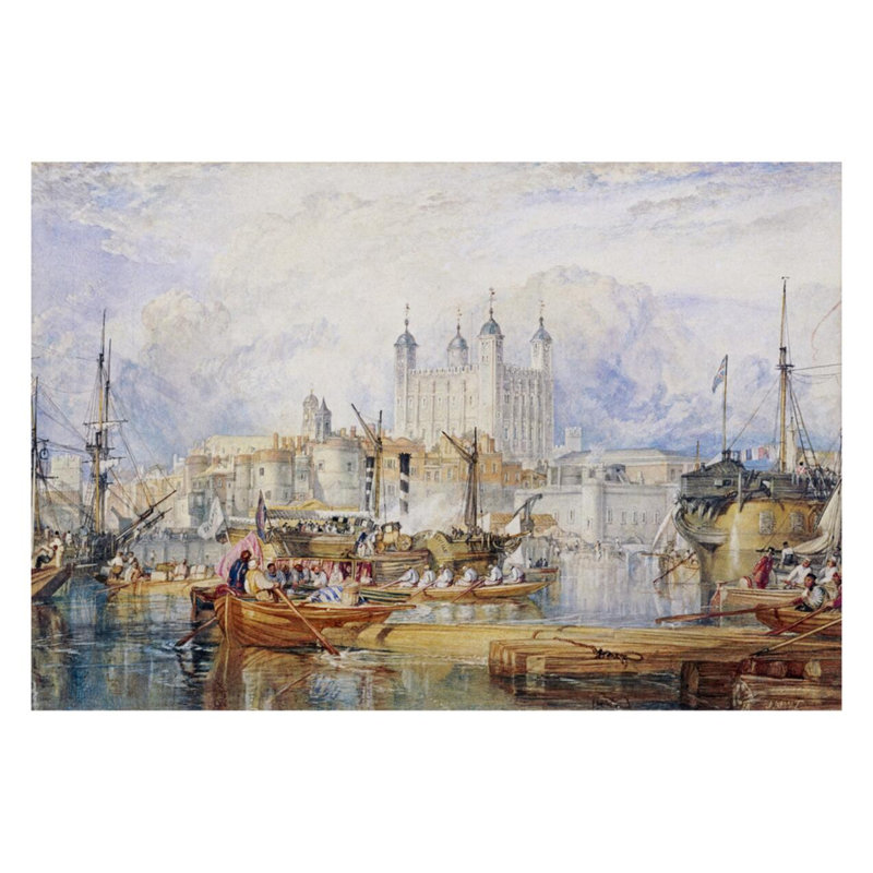 «The Tower of London» par Joseph Mallord William Turner - Estampe numérique, H 22 po x l 28 po