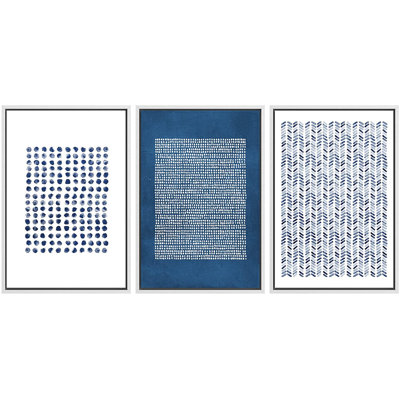 " Blue Geometric Pattern Landscape " 3 - Pieces