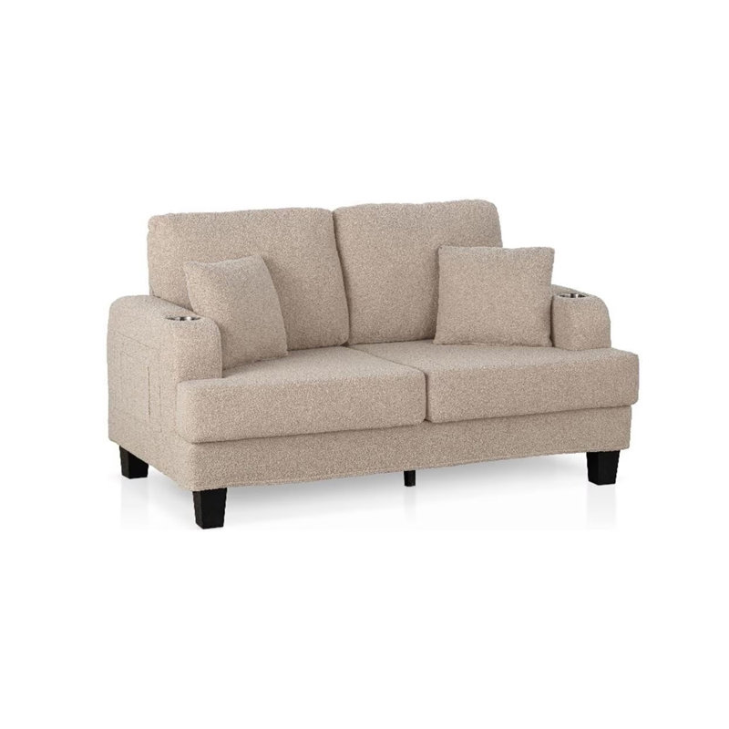 Causeuse contemporaine l 61,4 po, beige, Beige