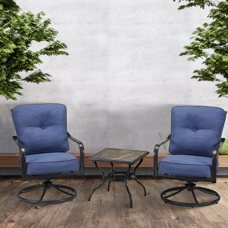 Jasmeet 2 - Person Metal Patio Dining Set with Square Table