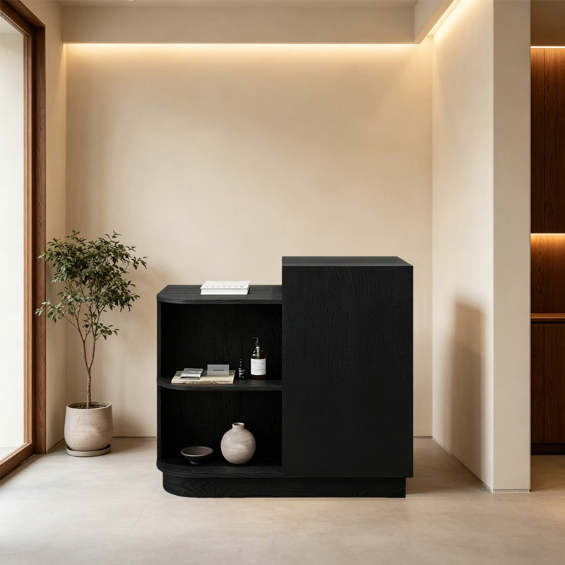 Petit bureau de réception commercial, comptoir avant moderne pour espace d'accueil, bureau de réception compact pour le bureau et la vente au détail