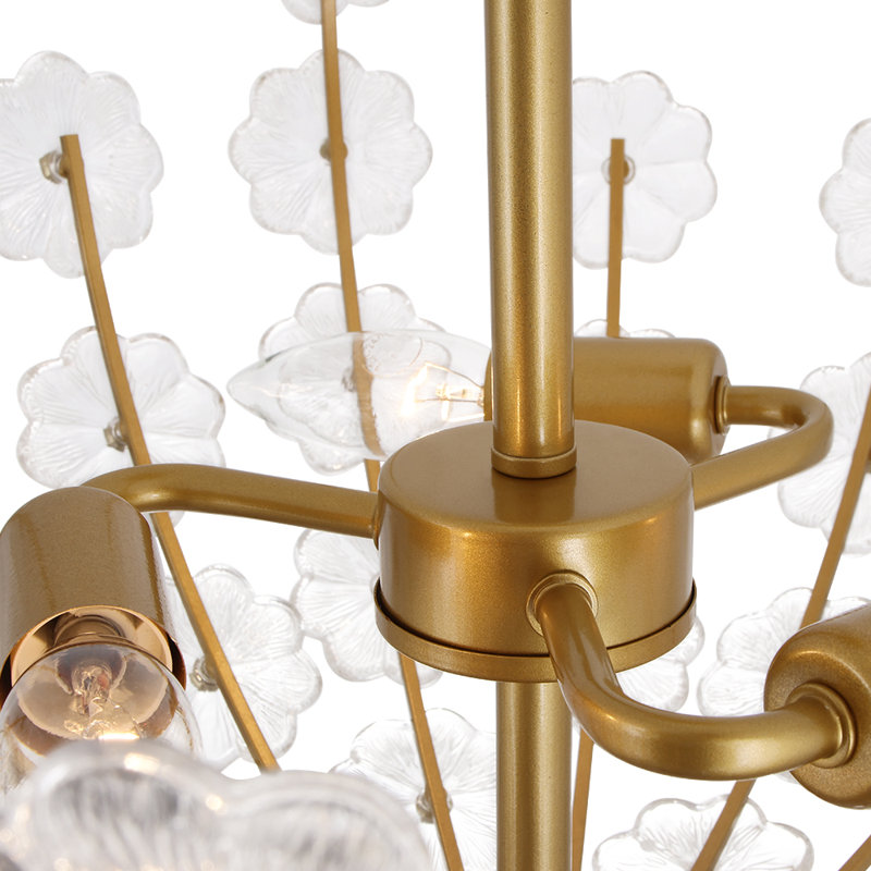 3 - Light Plum Blossom Crystal Glass Floral Semi Flush Mount