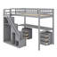 Lit mezzanine avec deux commodes, bureau et bande lumineuse-660914008