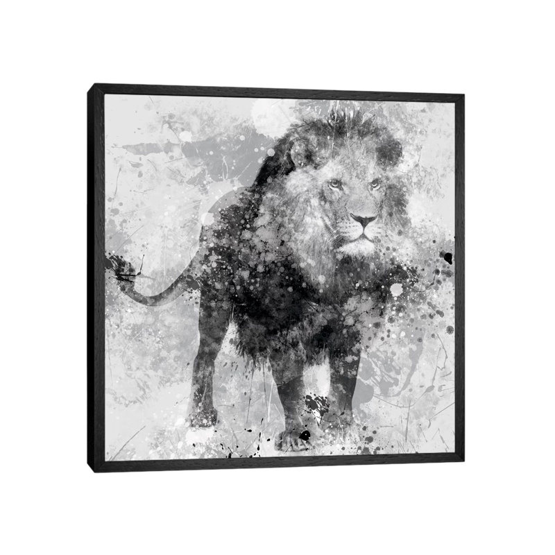 Lion by Carol Robinson - Print on Canvas, Black Framed Canvas, 45.72 cm H x 45.72 cm W