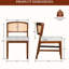 Ensemble de 2 chaises de salle à manger rembourrées en tissu avec dossier en rotin incurvé - Chaises d'appoint sans accoudoirs en bois massif pour la cuisine et la salle à manger